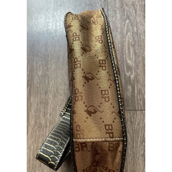 Vintage Baby Phat Snake Skin Shoulder Hand Bag Gold Black White Stones NWT RARE - Picture 12 of 16